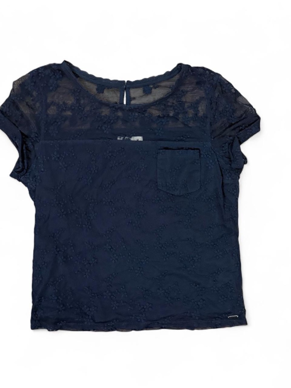 Y2K Hollister Black Lace Floral Embroidered Top Women’s Size M Coquette